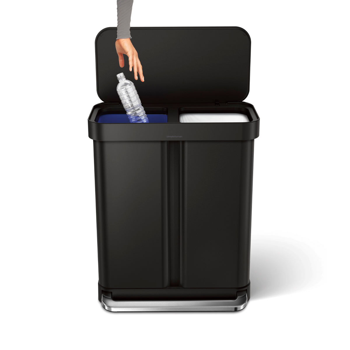 58L Dual Compartment Rectangular Step Can with Liner Pocket