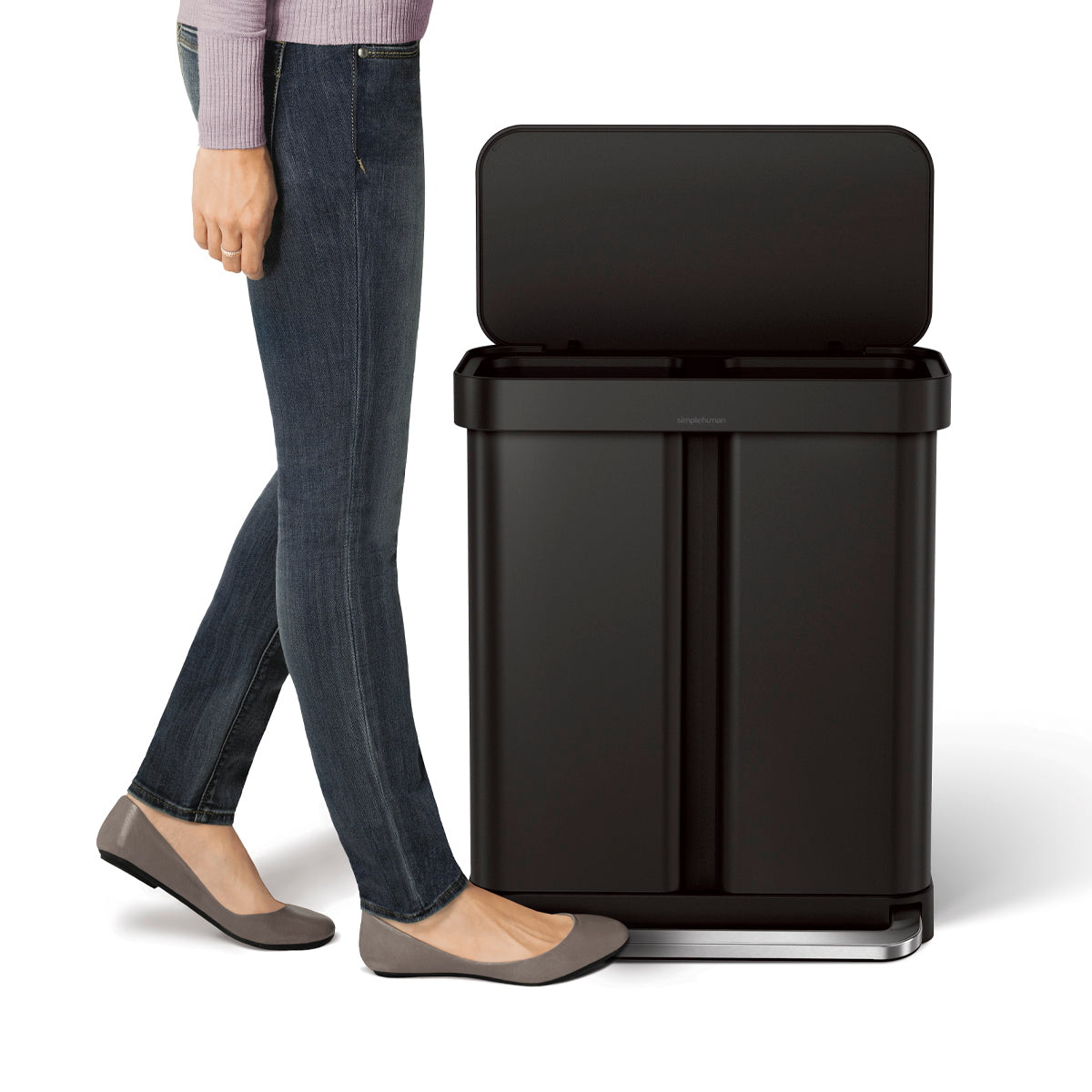 58L Dual Compartment Rectangular Step Can with Liner Pocket