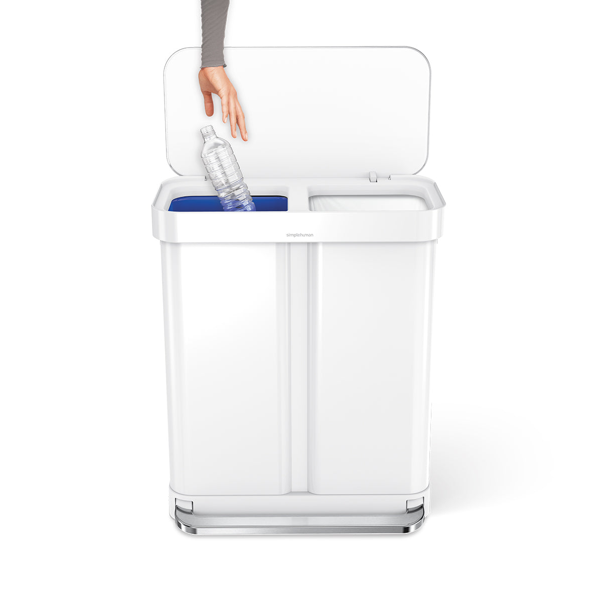 58L Dual Compartment Rectangular Step Can with Liner Pocket