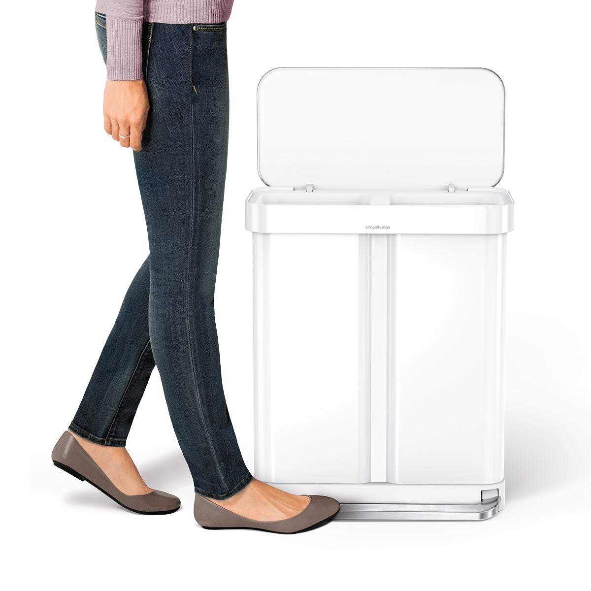 58L Dual Compartment Rectangular Step Can with Liner Pocket