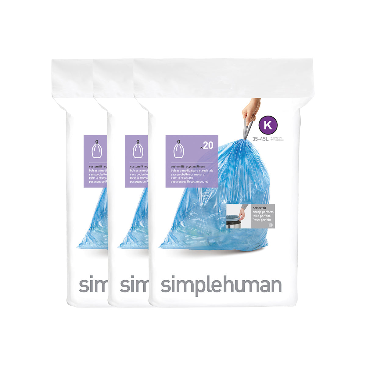 code K blue recycling custom fit liners