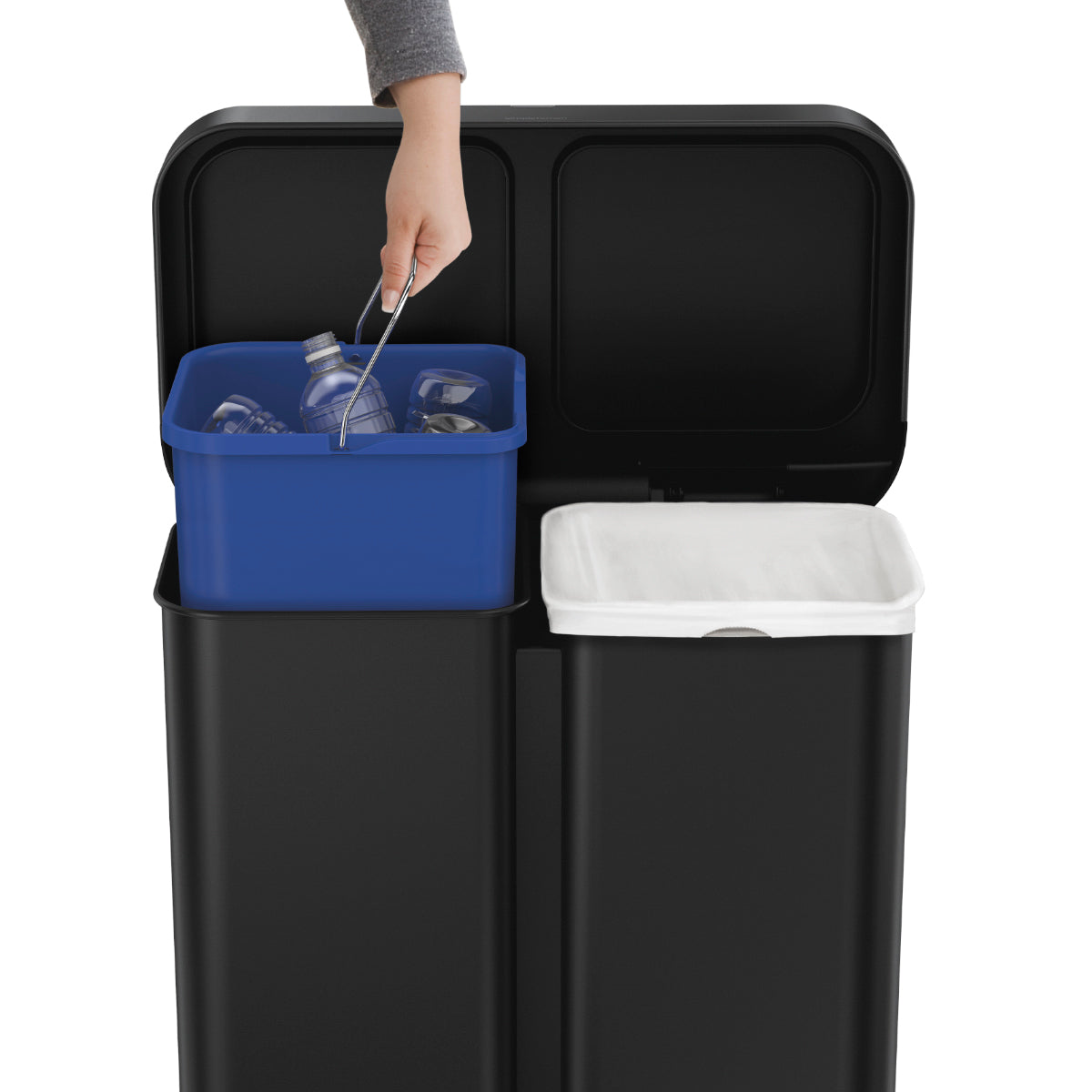 58L Dual Compartment Rectangular Sensor Can with Voice and Motion Control