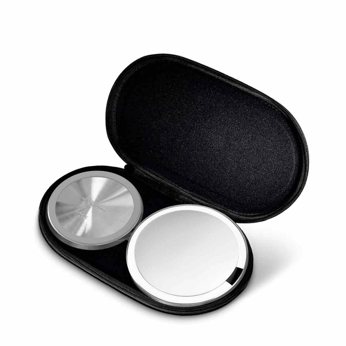 sensor mirror fold - brushed finish - mirror folded down into travel case image