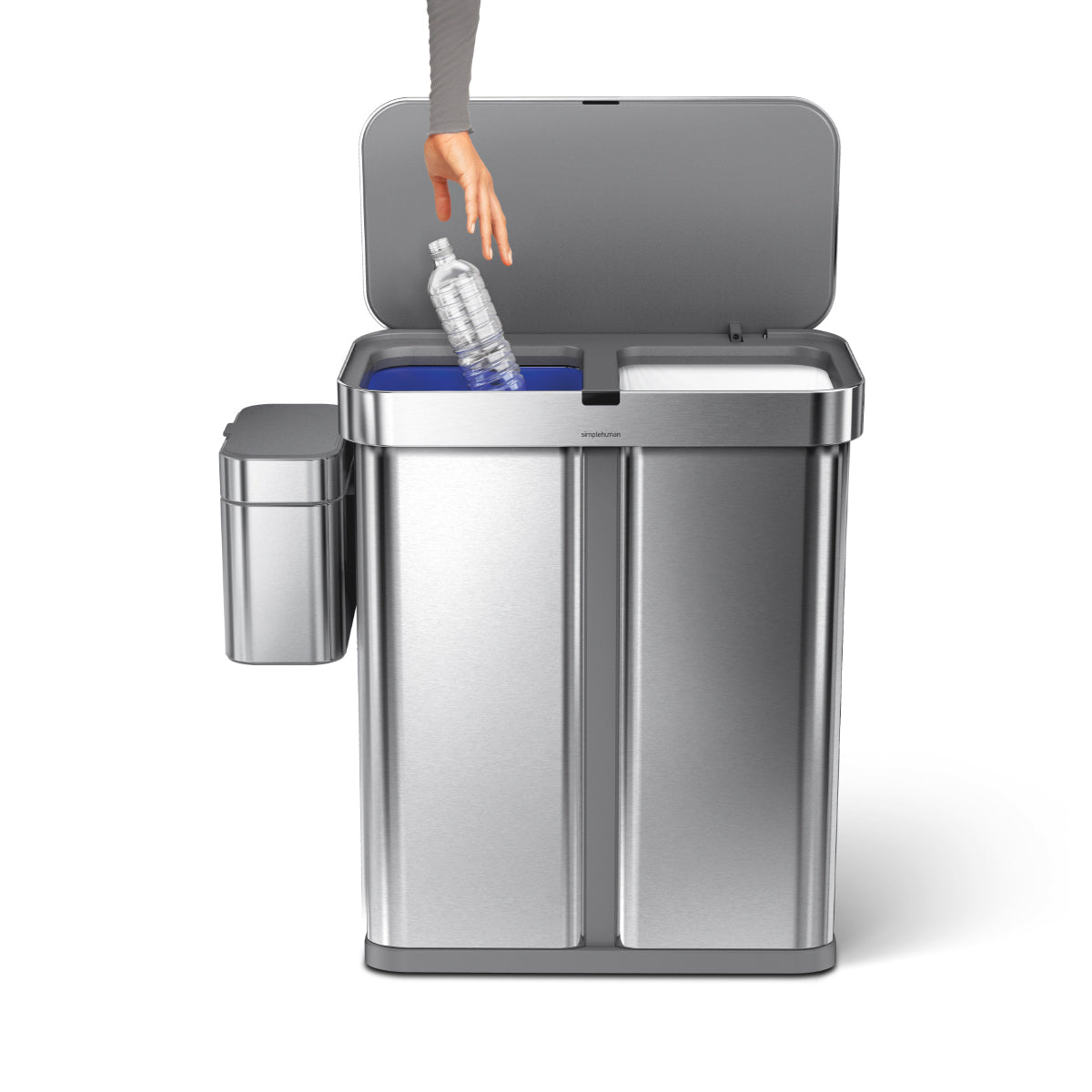 58L dual compartment rectangular sensor can with voice and motion control + compost caddy