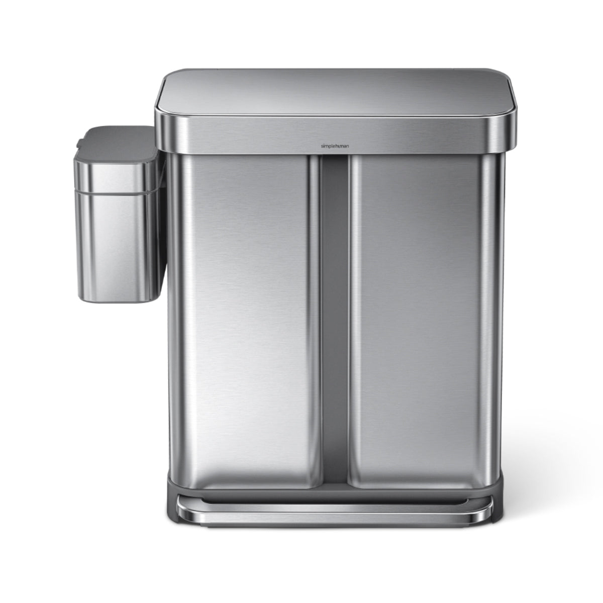 58L dual compartment rectangular step can with liner pocket + compost caddy