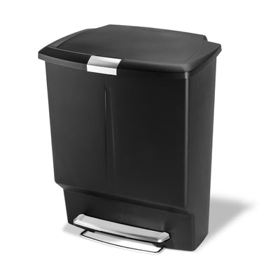 simplehuman 60L rectangular recycler plastic step can