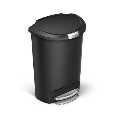 simplehuman 50 litre semi-round step can, black plastic