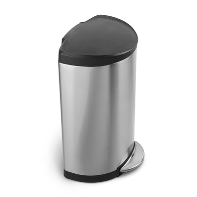 40L semi-round step can with plastic lid