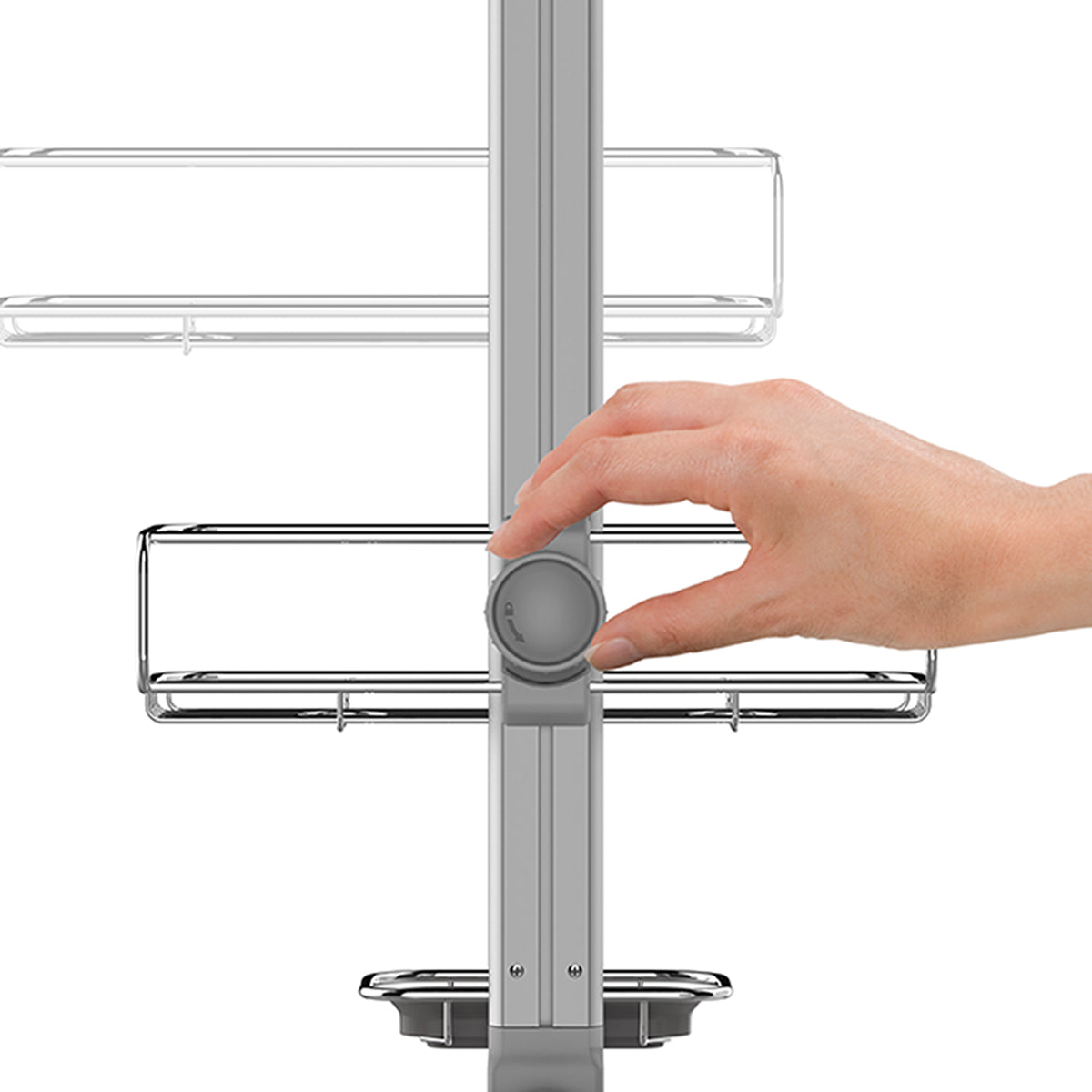 adjustable shower caddy - quick-adjust dial close-up image