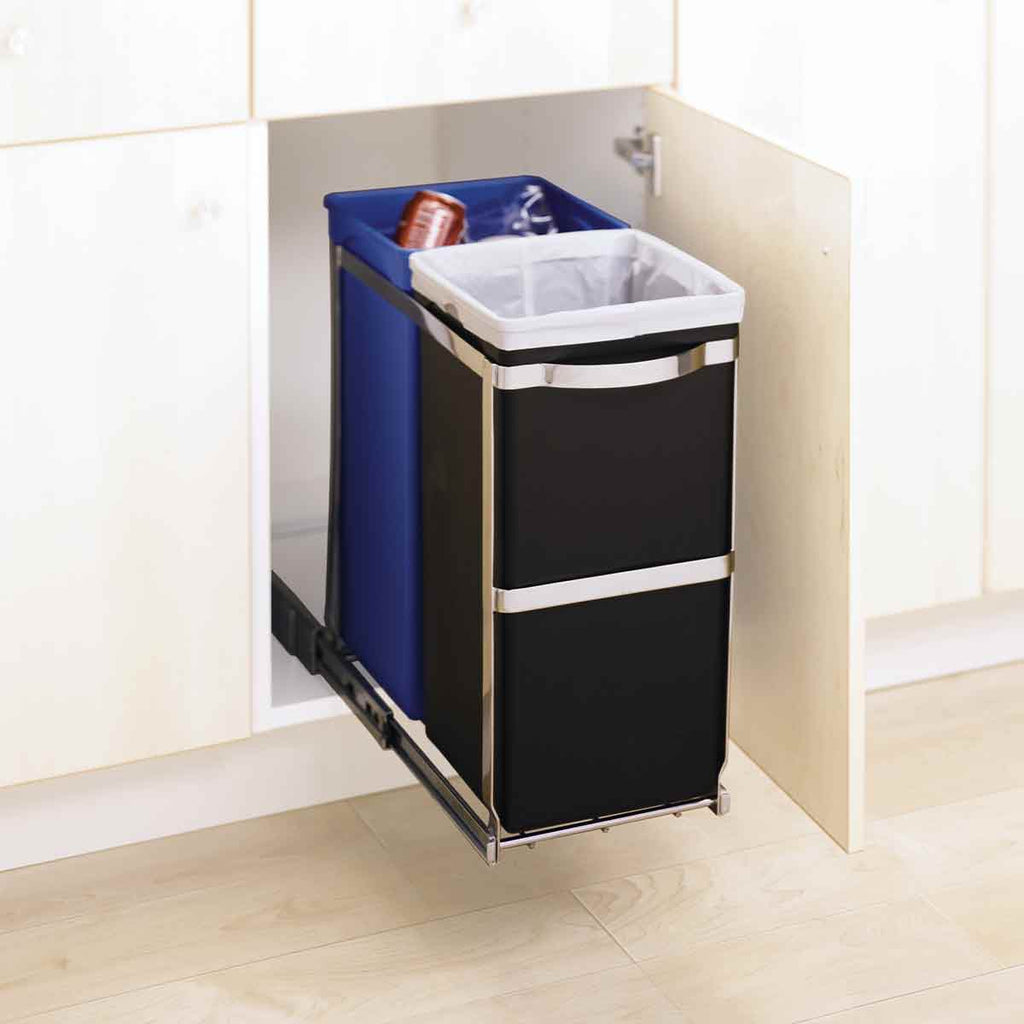 35L Dual Compartment Under Counter Pull-Out Can