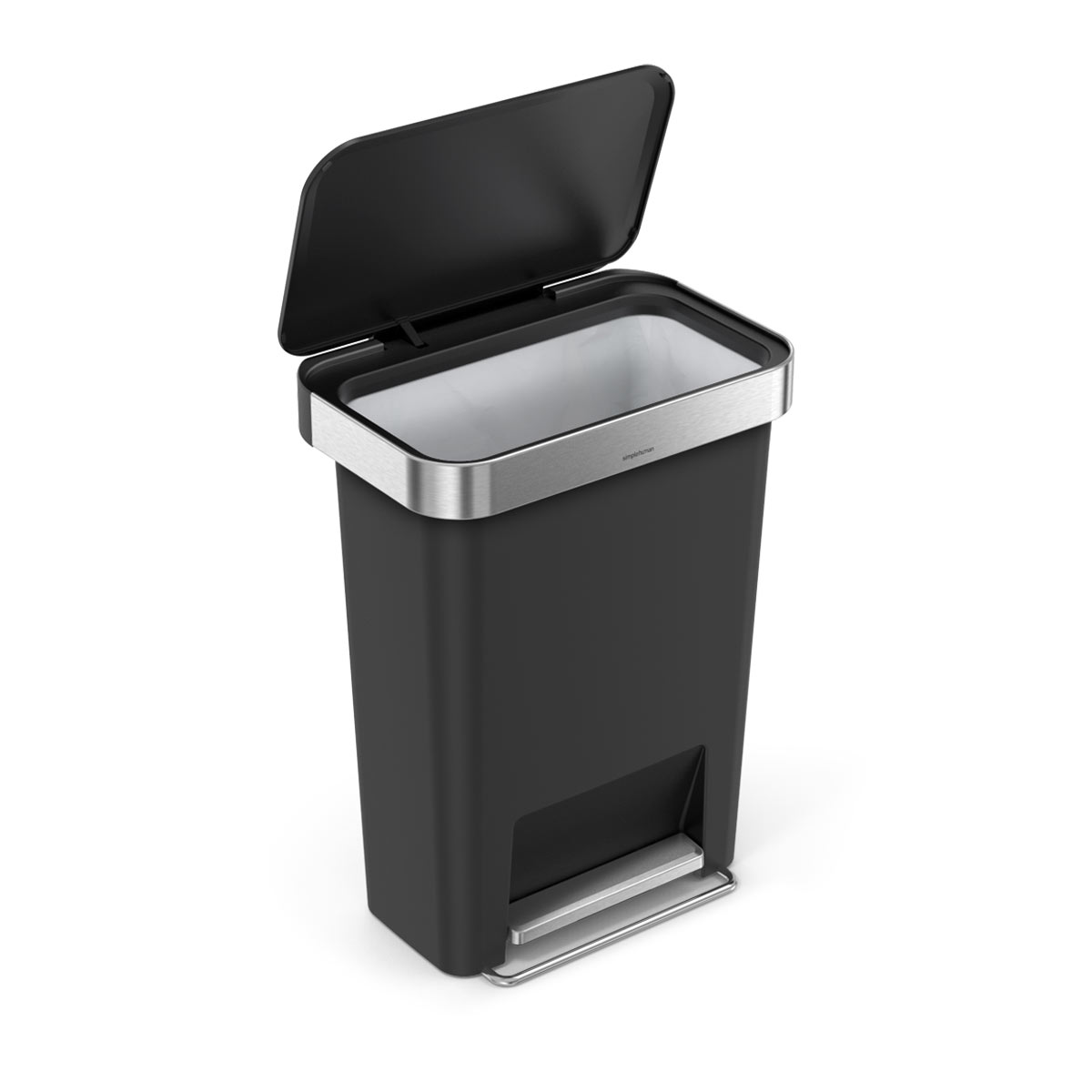 45L plastic rectangular step can with liner pocket