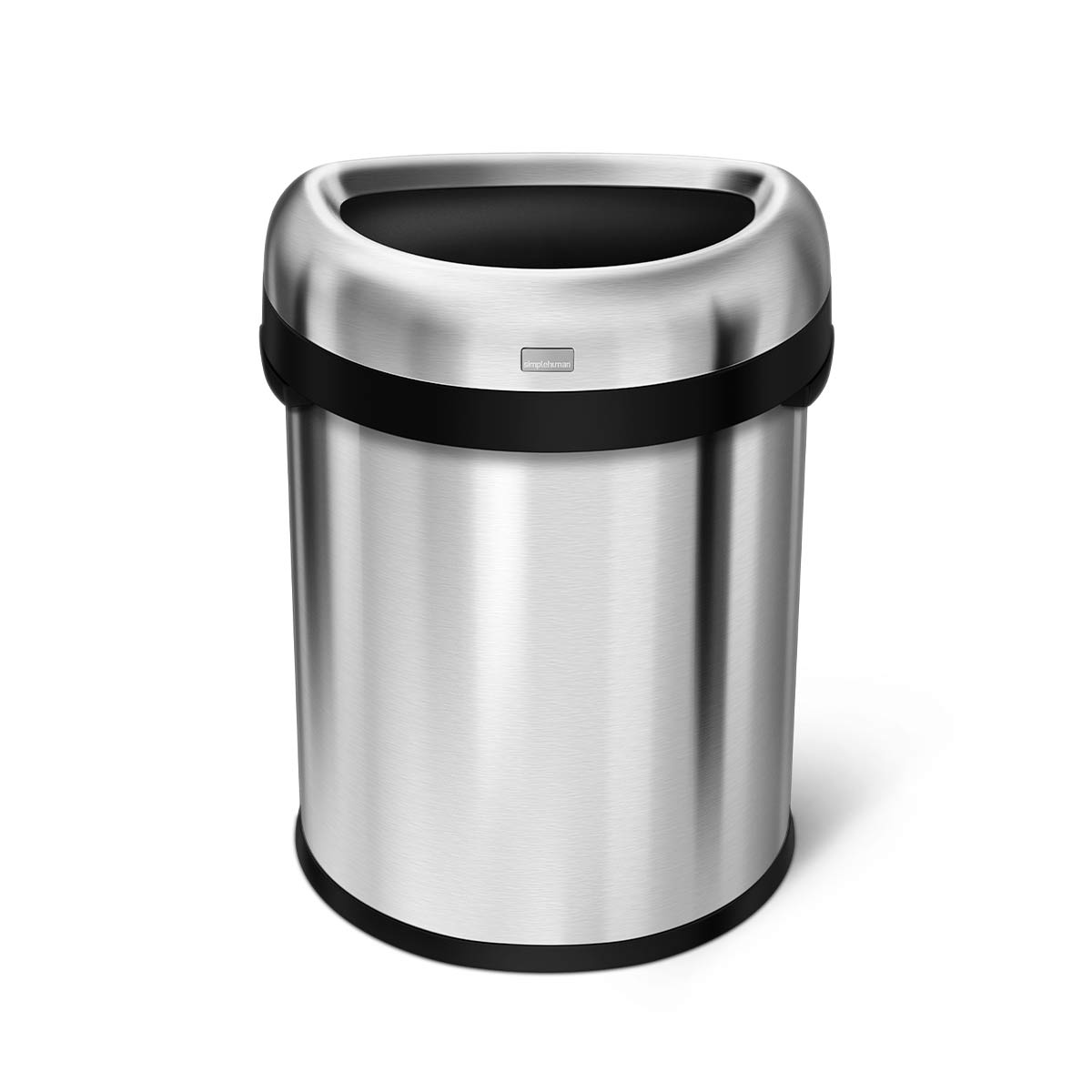 80L semi-round open can - brushed stainless steel - front view image