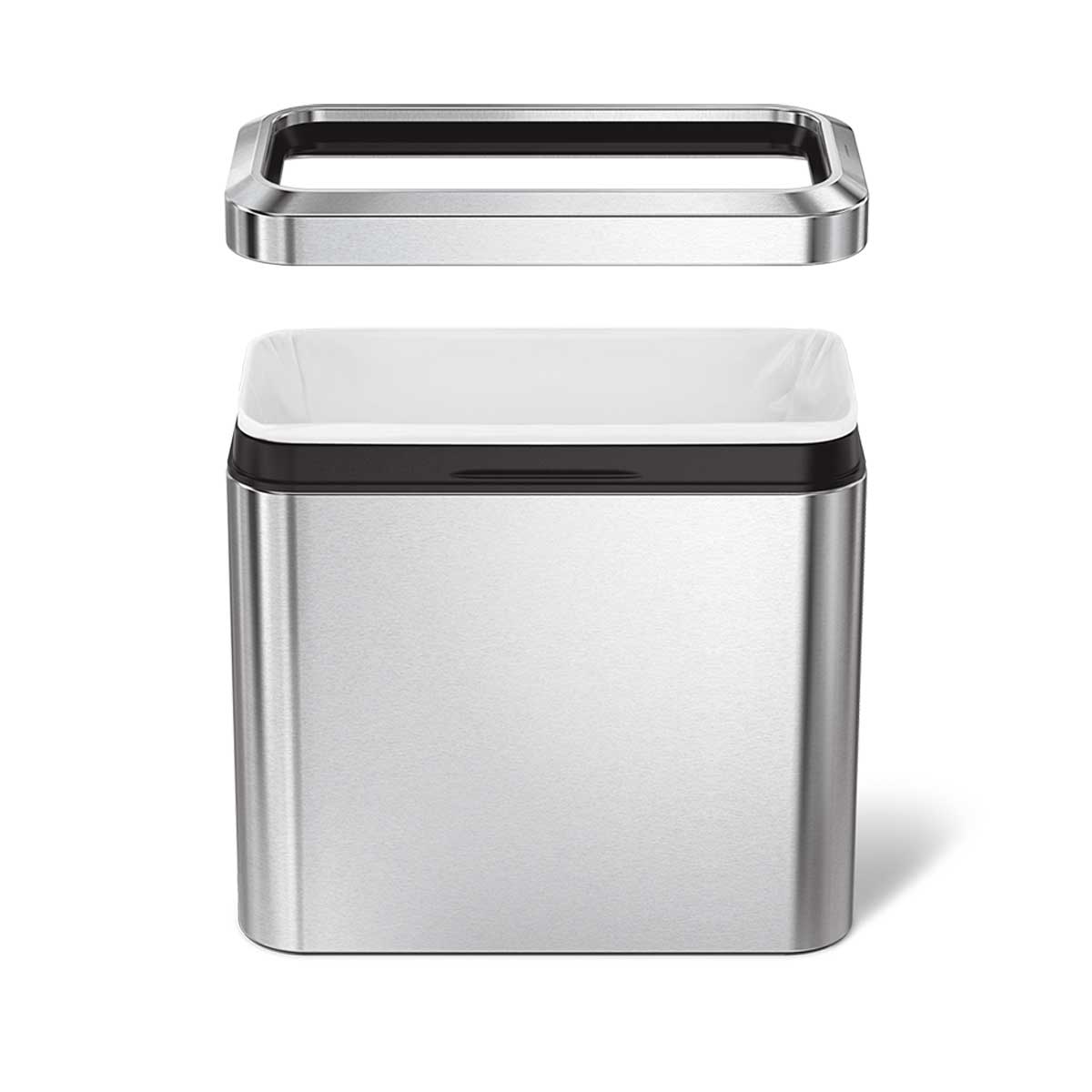 25L slim open can - brushed finish - exploded lid view