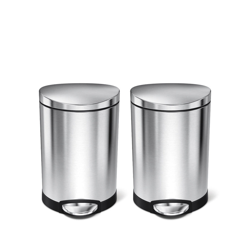 6L Semi-Round Step Can, 2-Pack