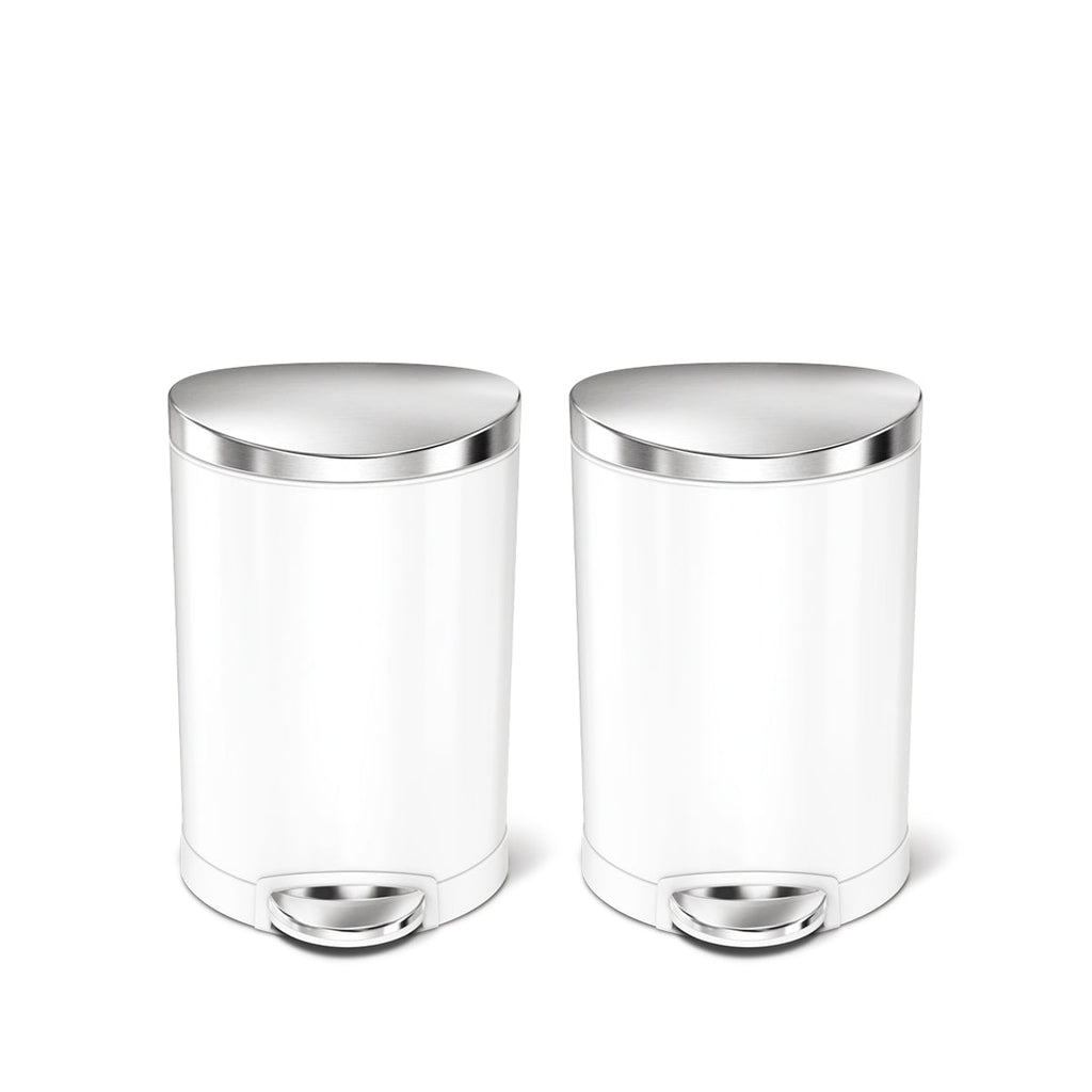 6L Semi-Round Step Can, 2-Pack