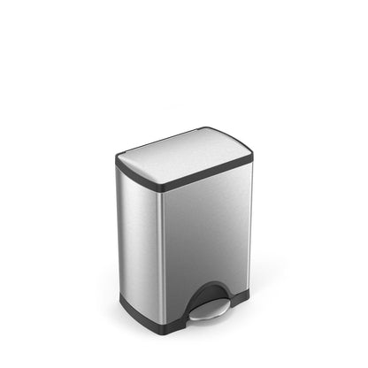 30L rectangular step can - brushed finish - 3/4 view