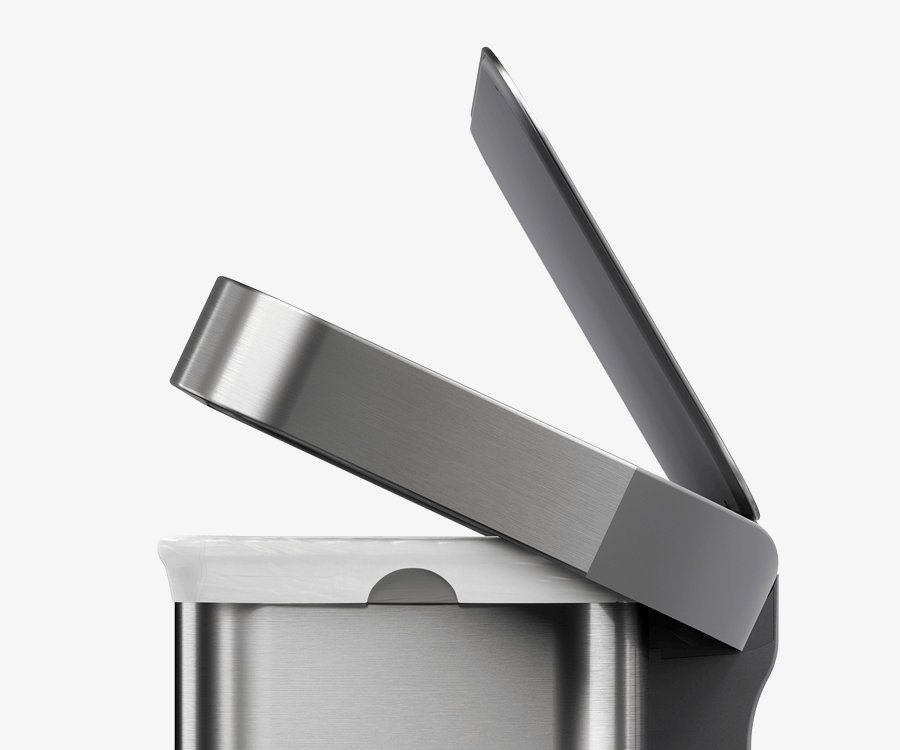 Simplehuman's 45L Step Can in Brushed is complimented perfectly by their Code M Custom Fit Liners that fit discreetly within the can streamlining the liner changing process. 