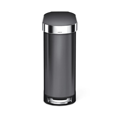 45L slim step can - black stainless steel - front image