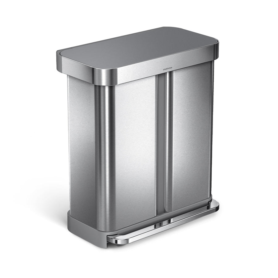 58L dual compartment rectangular step can with plastic lid [club SKU]