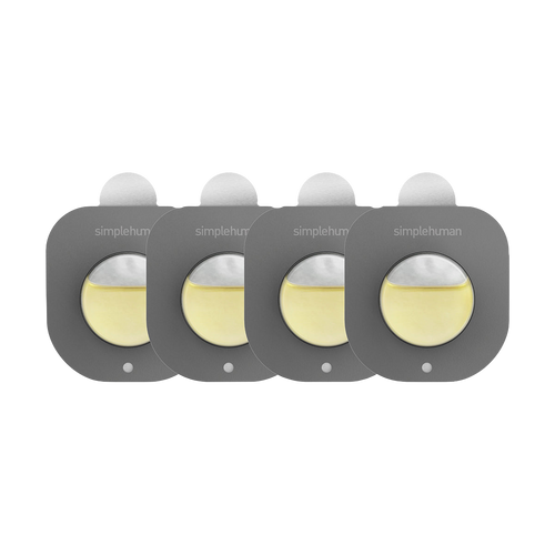 Simplehuman Odorsorb Pod Refill 4-pack, dark gray pods with odor-neutralizing oil.