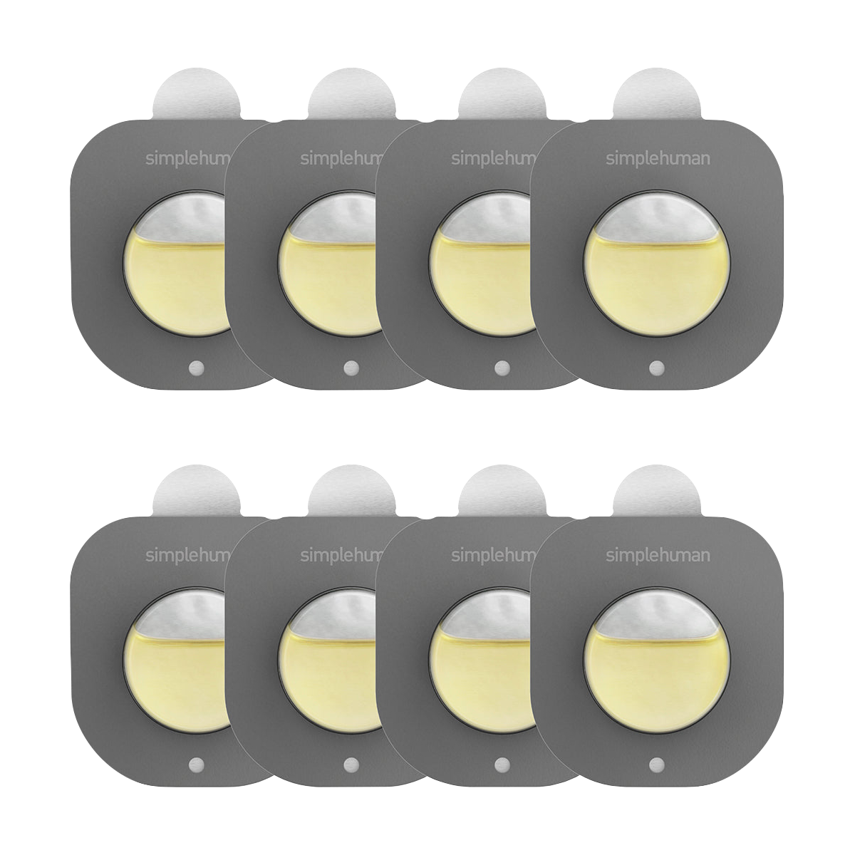Simplehuman Odorsorb Pod Refill, 8 dark gray pods with odor-neutralizing oil.