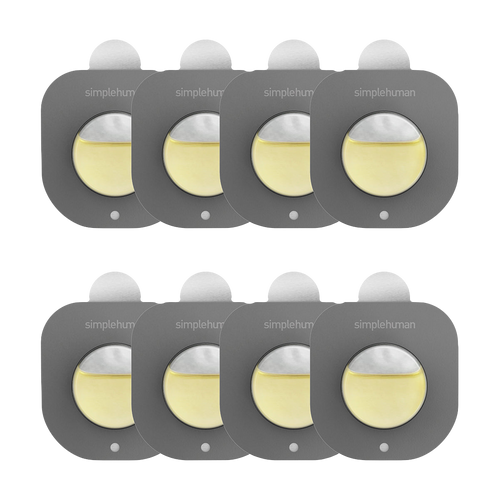 Simplehuman Odorsorb Pod Refill, 8 dark gray pods with odor-neutralizing oil.
