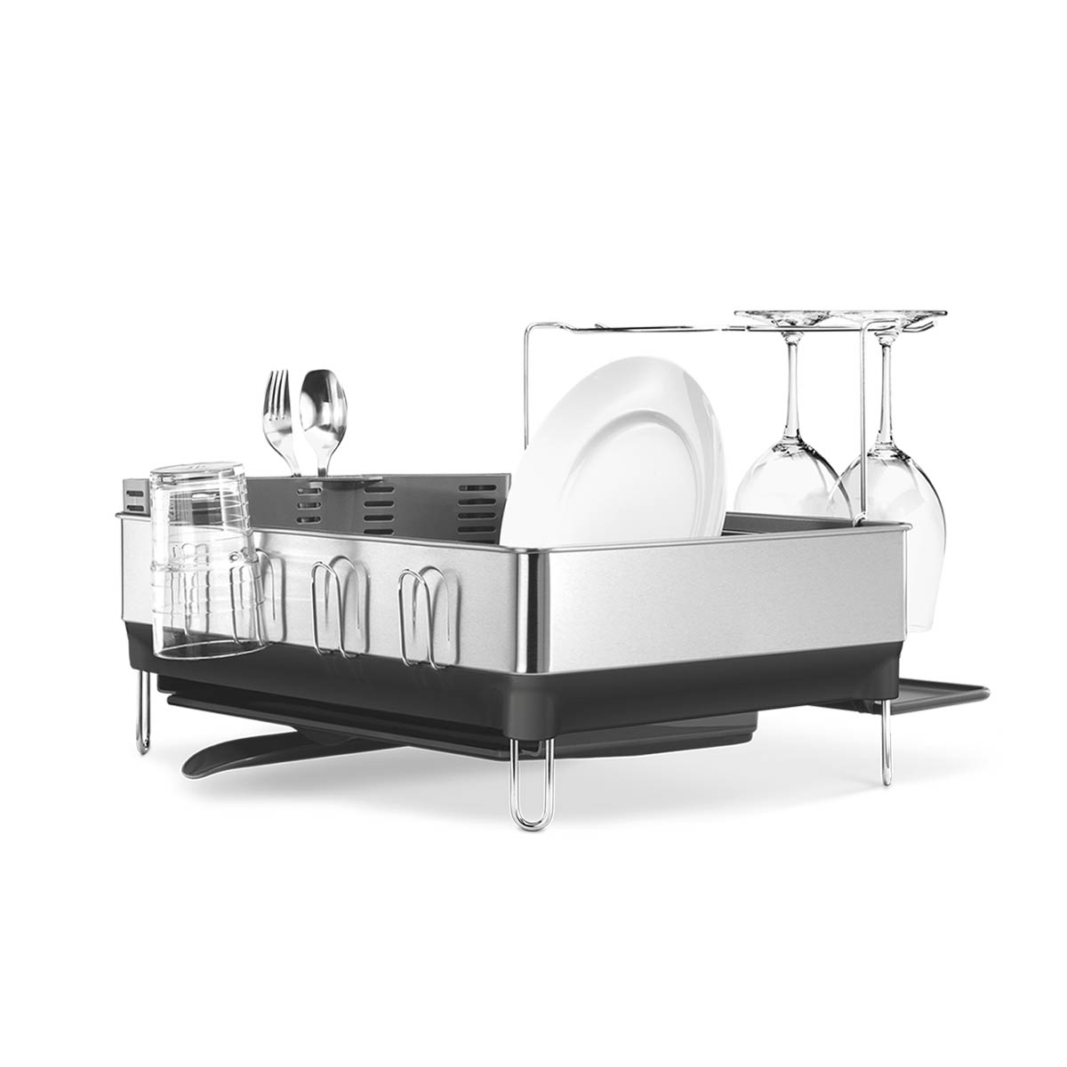 steel frame dishrack - 3/4 side view with dishes image