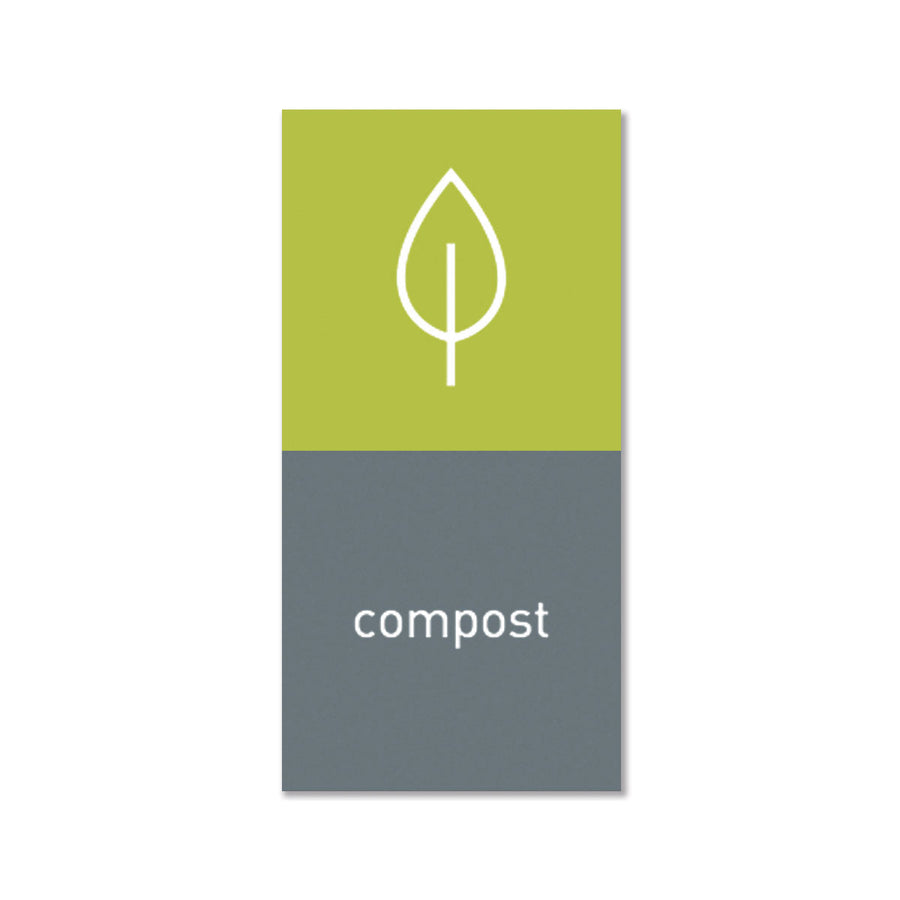 Simplehuman Magnetic Sorting Label (compost), green/gray, removable for customized waste streams.