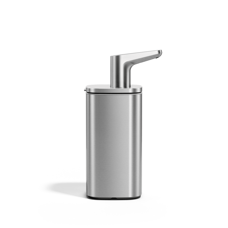 Simplehuman 10 oz. Pulse Pump in Brushed Stainless Steel with ergonomic, drip-free angled spout.
