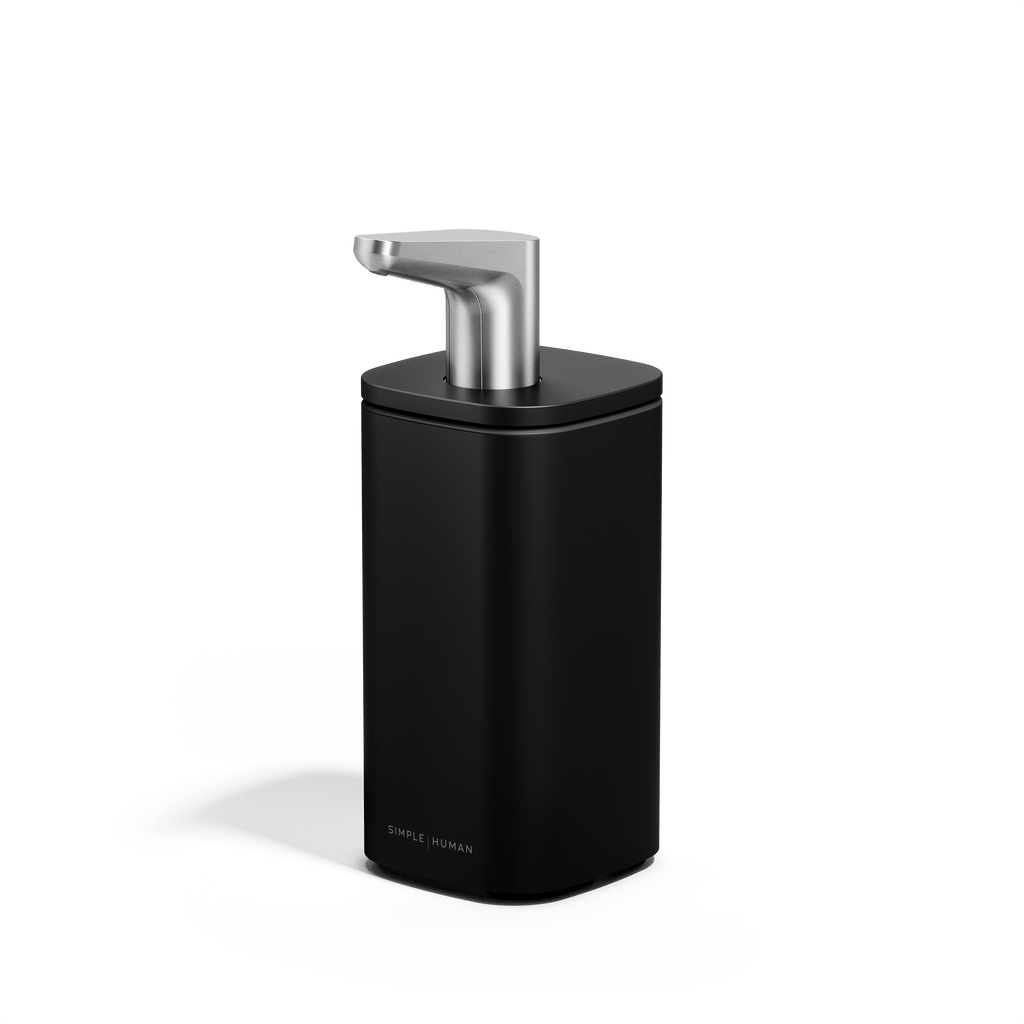 Simplehuman 10 oz. Pulse Pump, Matte Black body with ergonomic stainless steel drip-free spout.