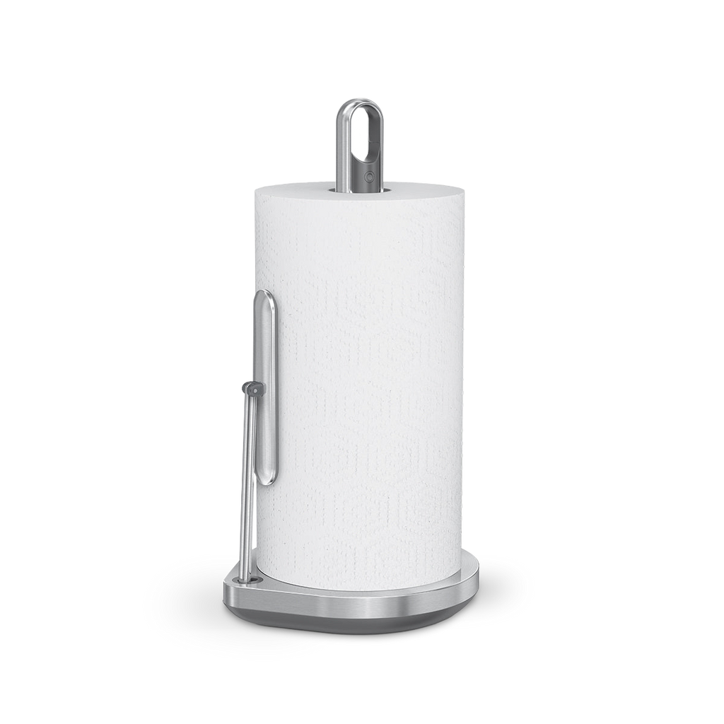 Simplehuman Paper Towel Holder with Spray in Brushed Stainless Steel, quick-tear arm and removable spray handle