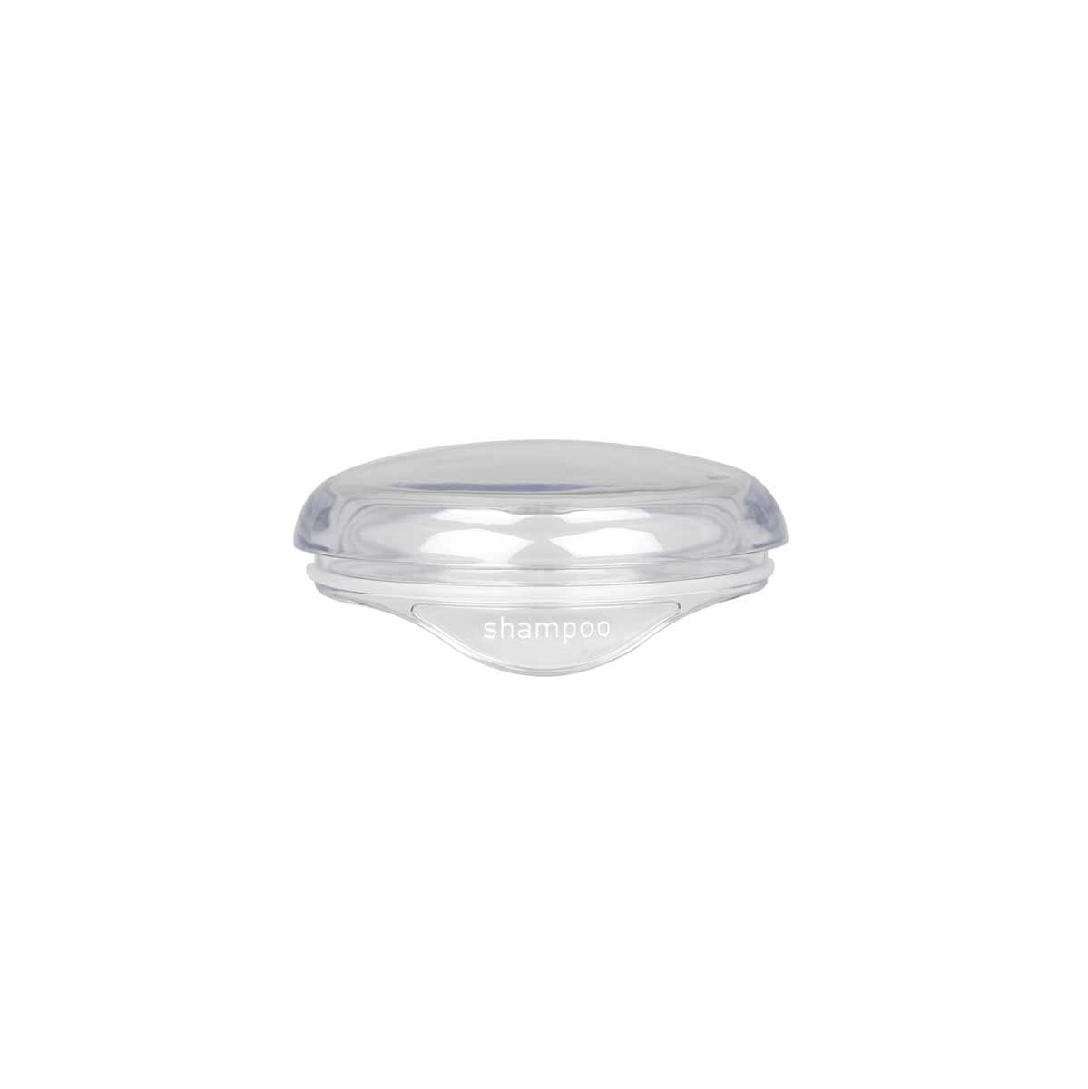 Simplehuman Clear replacement Shampoo Cap accessory, features easy-to-read label for organization.
