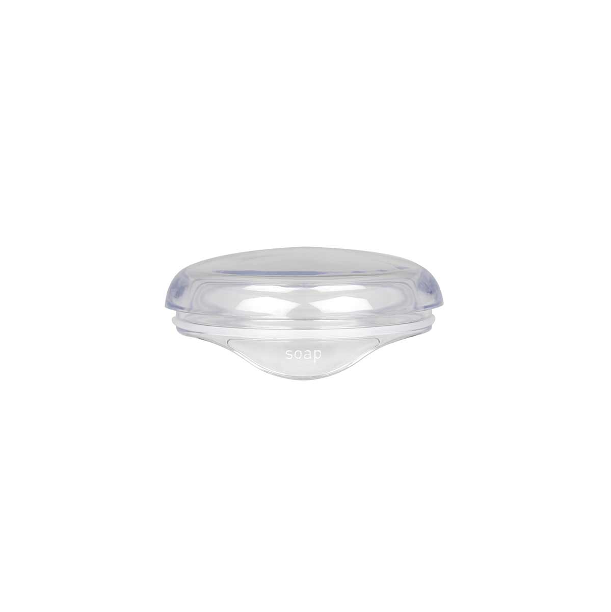 Simplehuman Clear Plastic Replacement Soap Cap with embossed "soap" label.