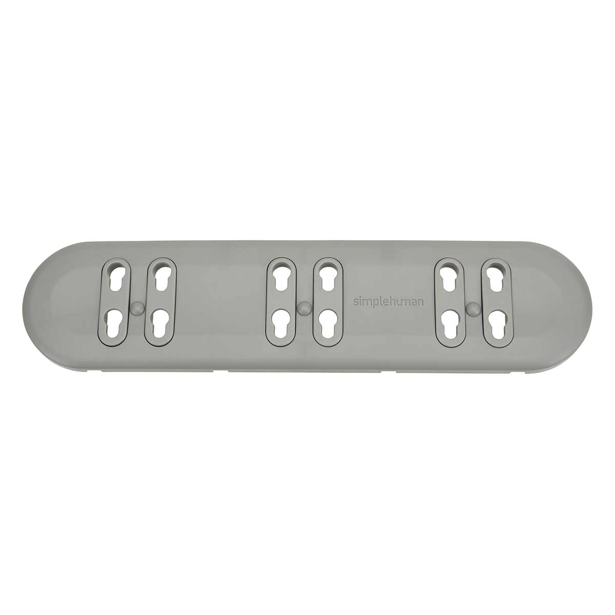 Simplehuman Triple Wall Plate in Grey Plastic, providing secure wall mounting for three accessories.