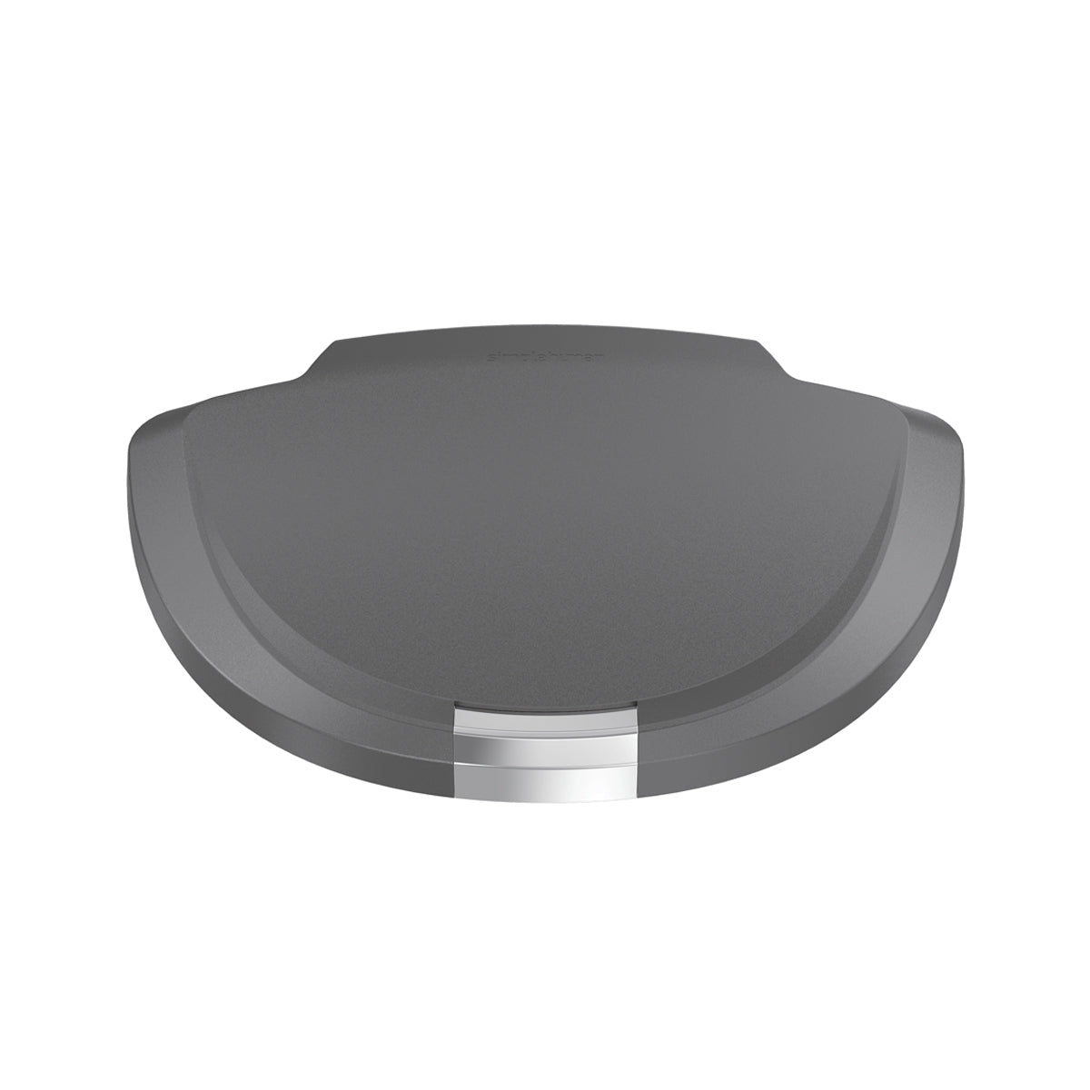Simplehuman replacement Semi-Round Plastic Lid in Dark Grey with brushed accent strip.