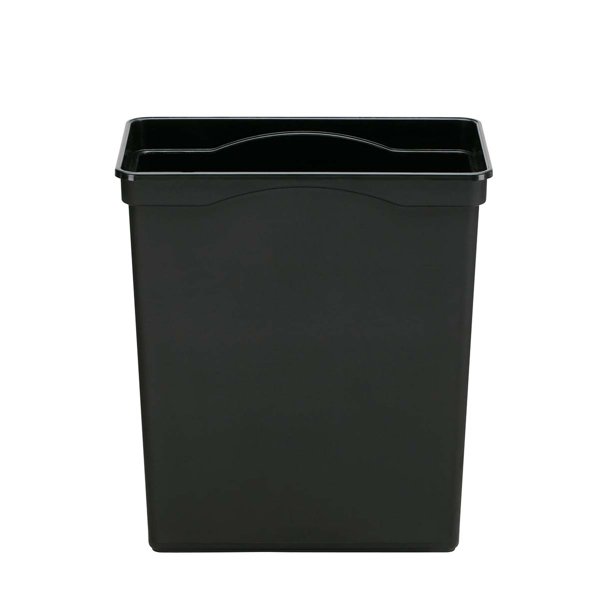 Simplehuman 30L Black Plastic removable trash bucket liner with easy-lift cutout.