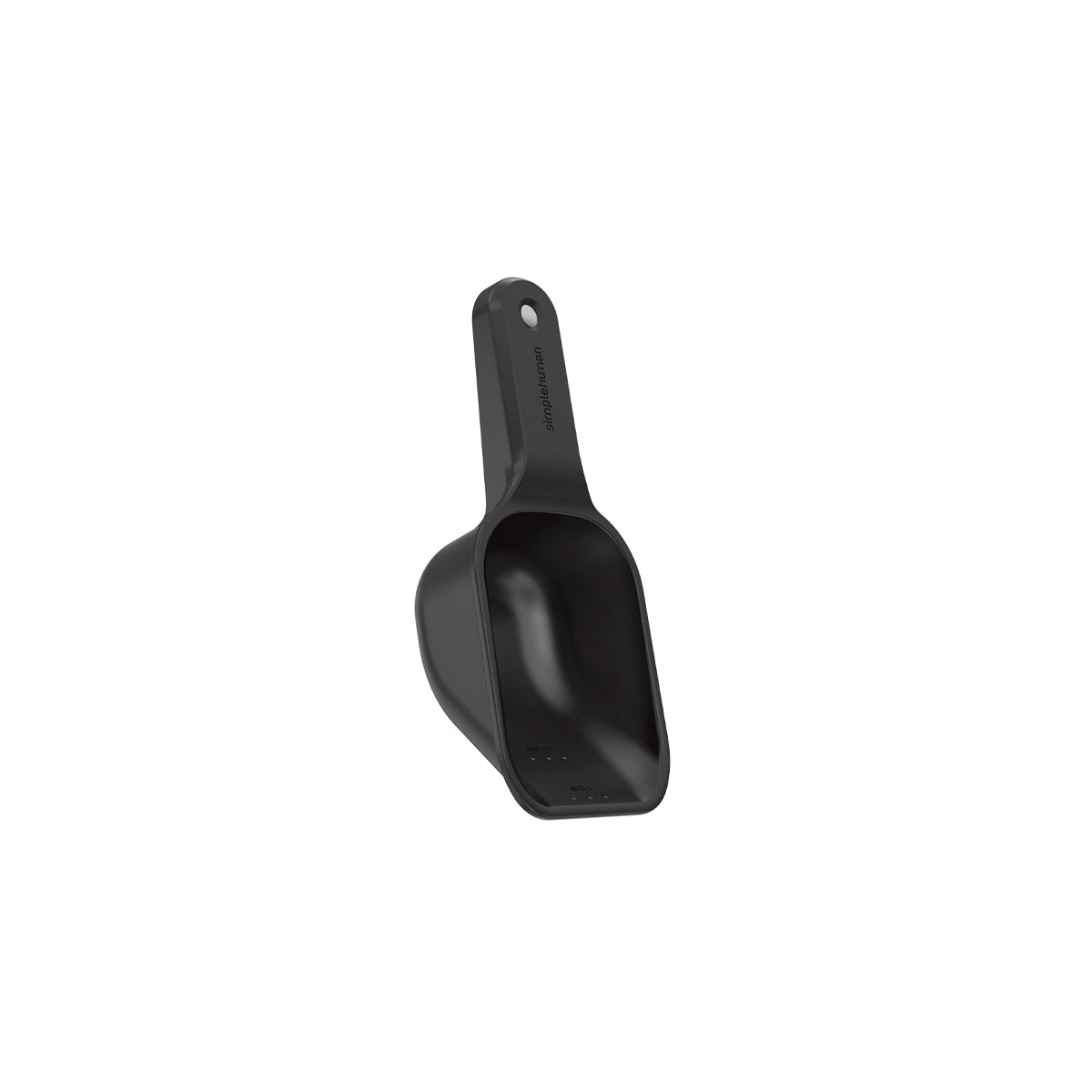 Simplehuman Black Scoop, durable plastic scoop with integrated hanging hole for storage