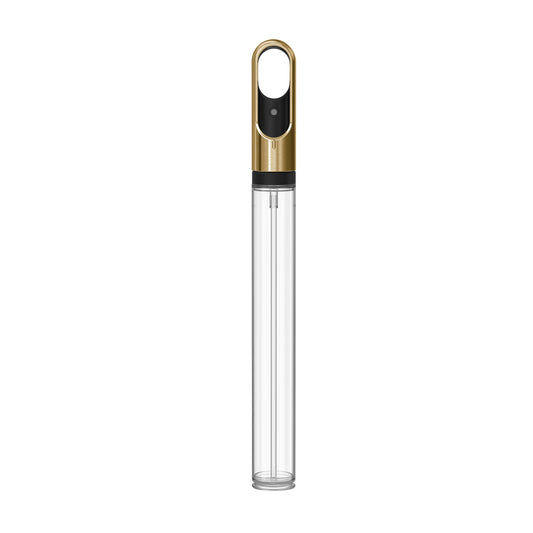Simplehuman Paper Towel Holder Spray Bottle in Brass, touch-free operation with clear refillable reservoir.