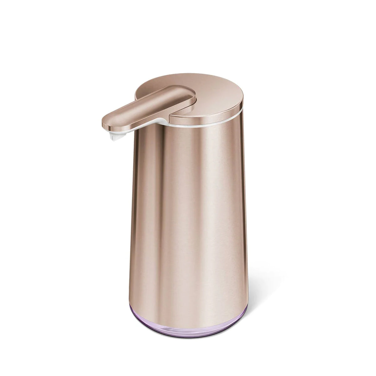 Simplehuman Rose Gold Foam Sensor Pump, touch-free operation, automatic foaming soap dispenser.