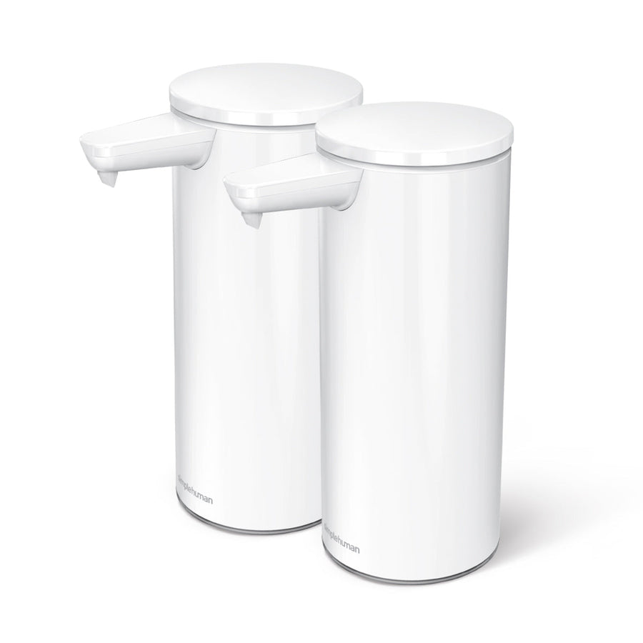 Simplehuman 9 oz. Rechargeable Sensor Pumps (2-Pack) in White, touch-free and drip-free.