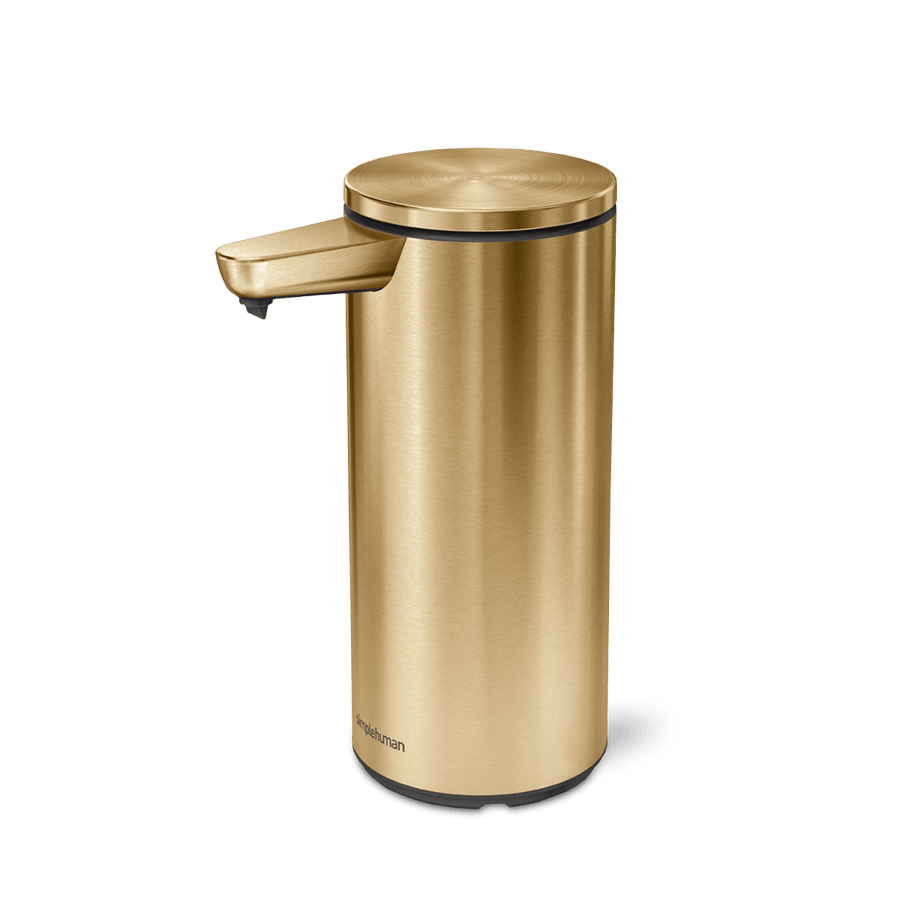 Simplehuman 9 oz. Rechargeable Sensor Pump in Brass, touch-free, drip-free dispensing.