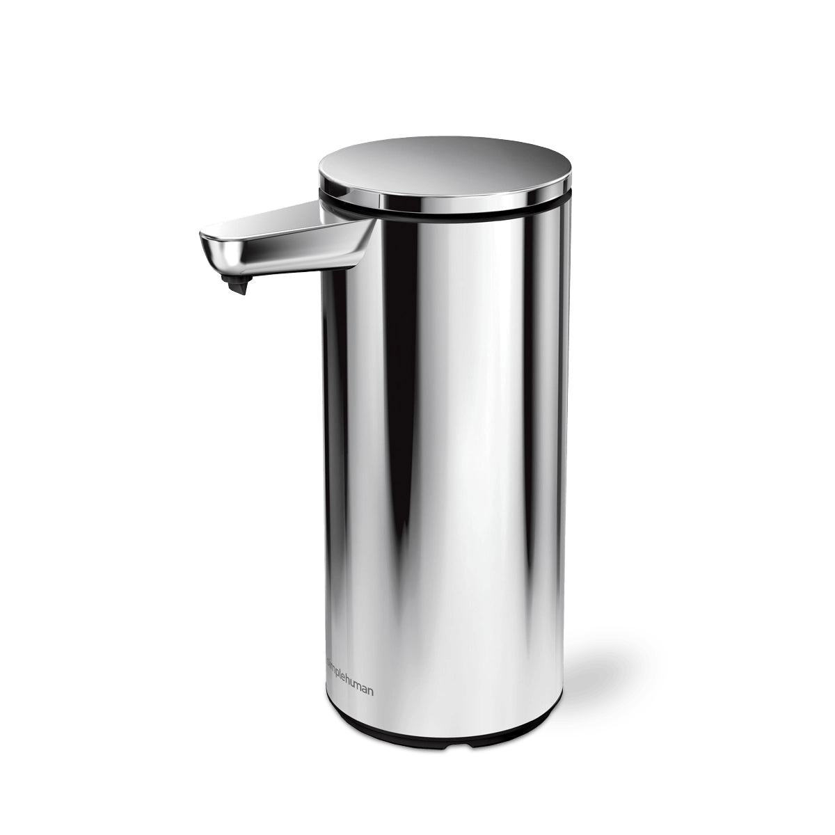 Simplehuman 9 oz. Rechargeable Sensor Pump in Polished Stainless Steel, touch-free and drip-free dispensing.