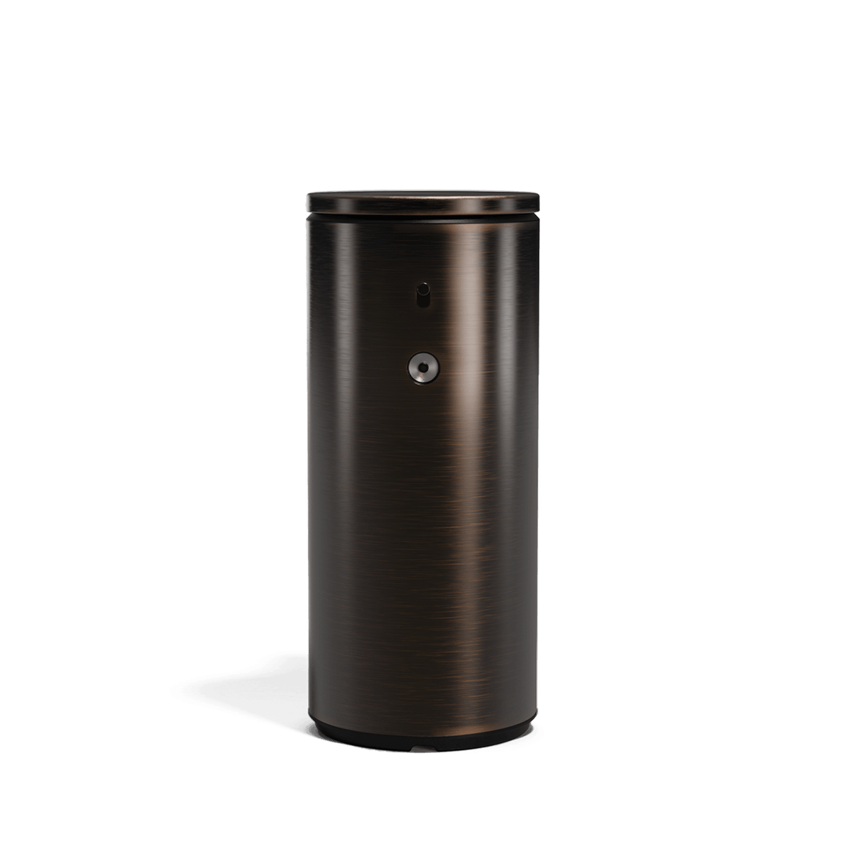 Straight studio view of Simplehuman 9 oz. Rechargeable Sensor Pump, Bronze finish, touch-free, drip-free.