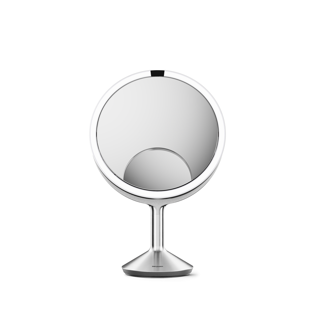 Simplehuman Sensor Mirror Trio Max in Brushed, front view.