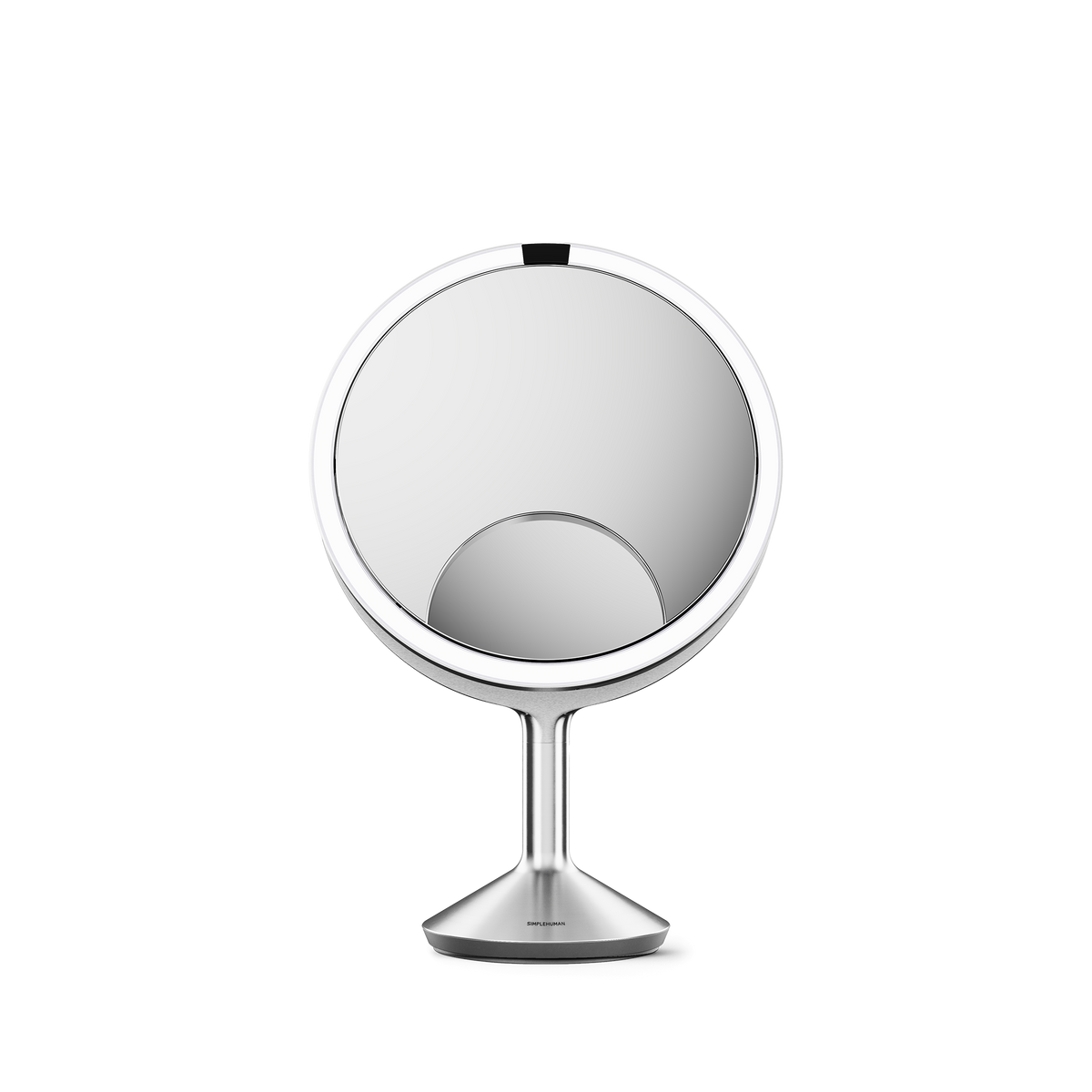 Simplehuman Sensor Mirror Trio Max in Brushed, front view.
