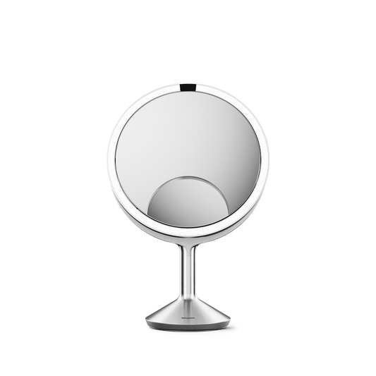 Simplehuman Sensor Mirror Trio Max in Brushed, front view.