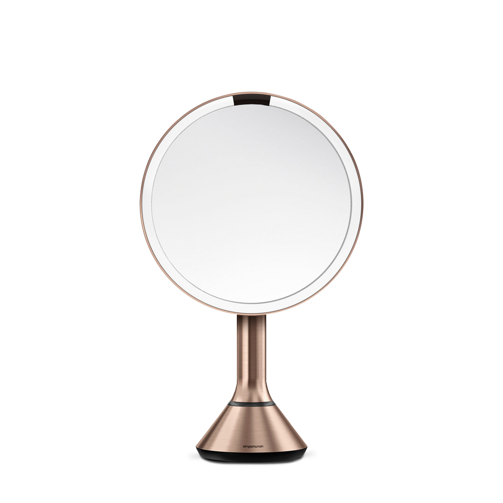 Simplehuman Rose Gold Sensor Mirror Round, touch-control brightness, dual light settings