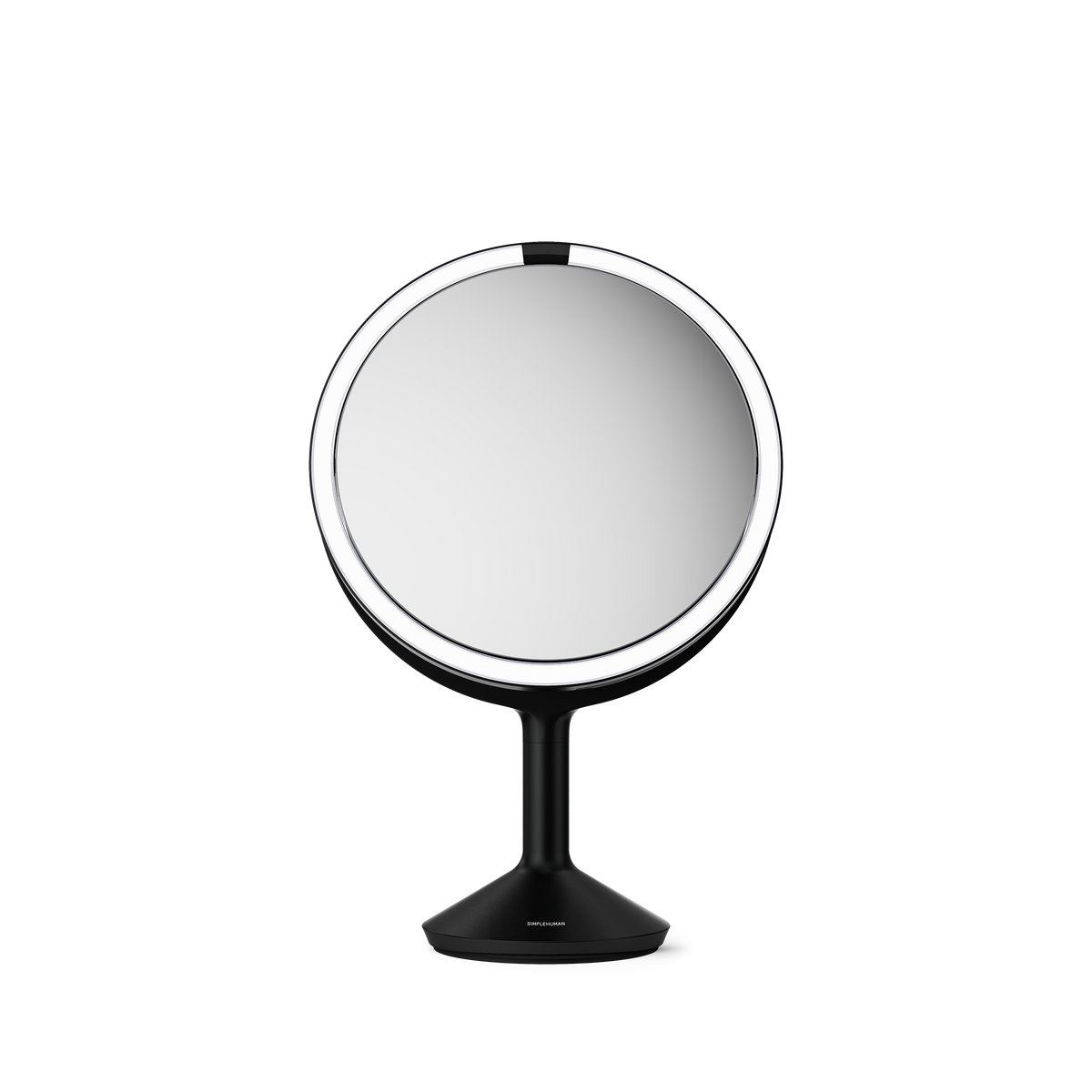 Simplehuman's Sensor Mirror Trio Max in Matte Black, Front Facing view of 5x view side.