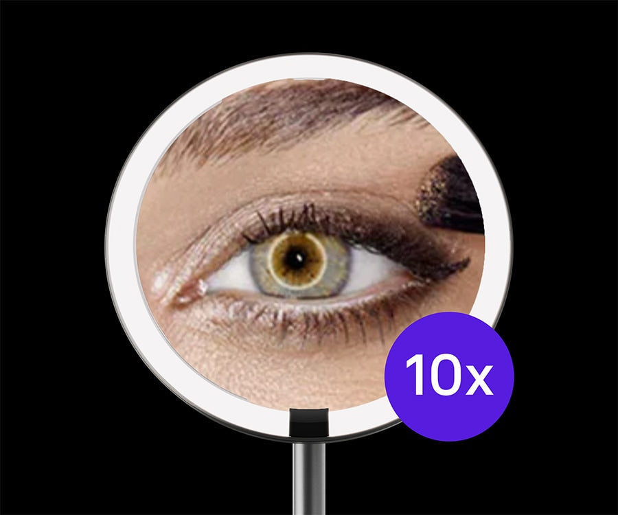 Simplehuman's Sensor Mirror Fold with 10x Magnification in Brushed
