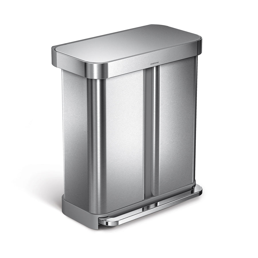 58L Dual Compartment Rectangular Step Can with Liner Pocket